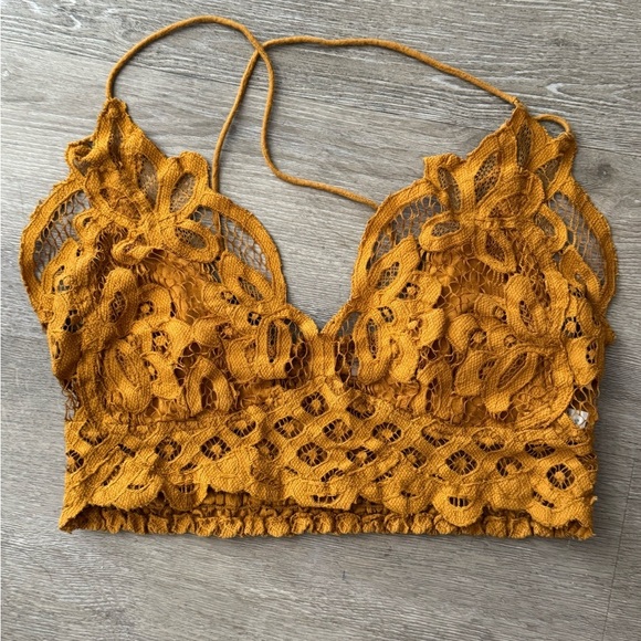 Free People Adella Gold Lace Bralette - Picture 2 of 5